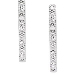 Macy’s Diamond Accent Bar Stud Earrings in fine Silver plate